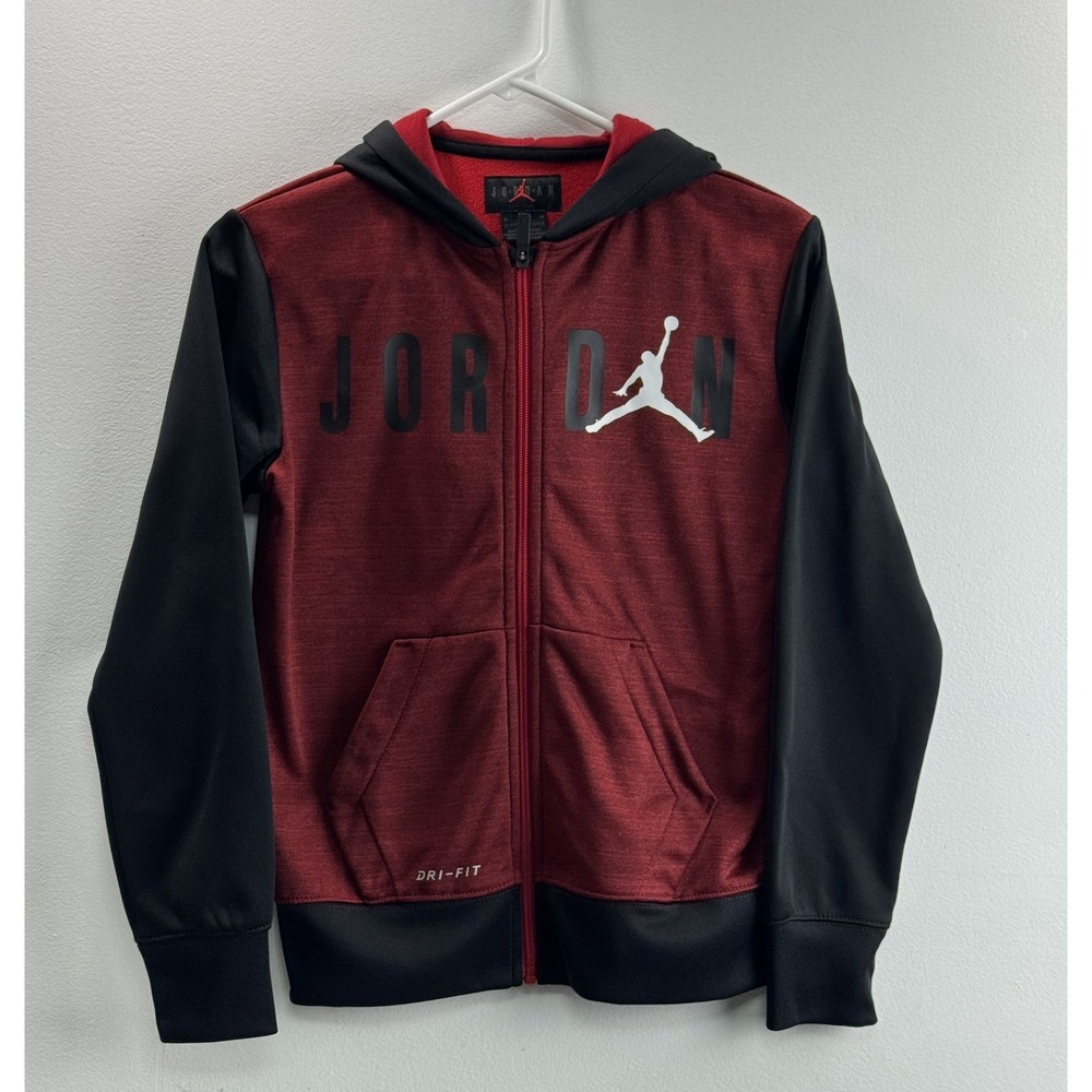 Nike Air Jordan Therma Fit Full Zip Hoodie Youth M Black / Red Jumpman